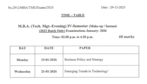 Osmania University MBA IV Semester Time Table